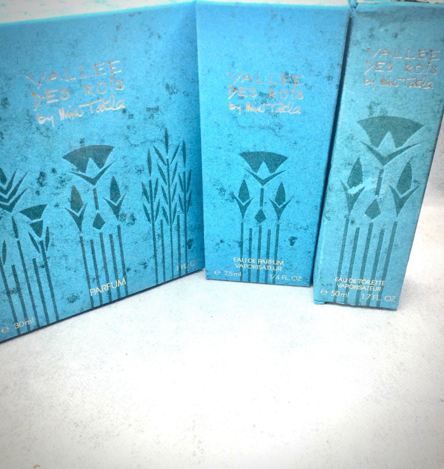 Mira Takla PERFUMES Collection Vallee Des Rois 50 ML EDT SPRAY - 30 ML PURE PARFUM SPLASH - 7.5 ML EAU DE PARFUM (Falcon Collector) 1988s EXTREMELY RARES