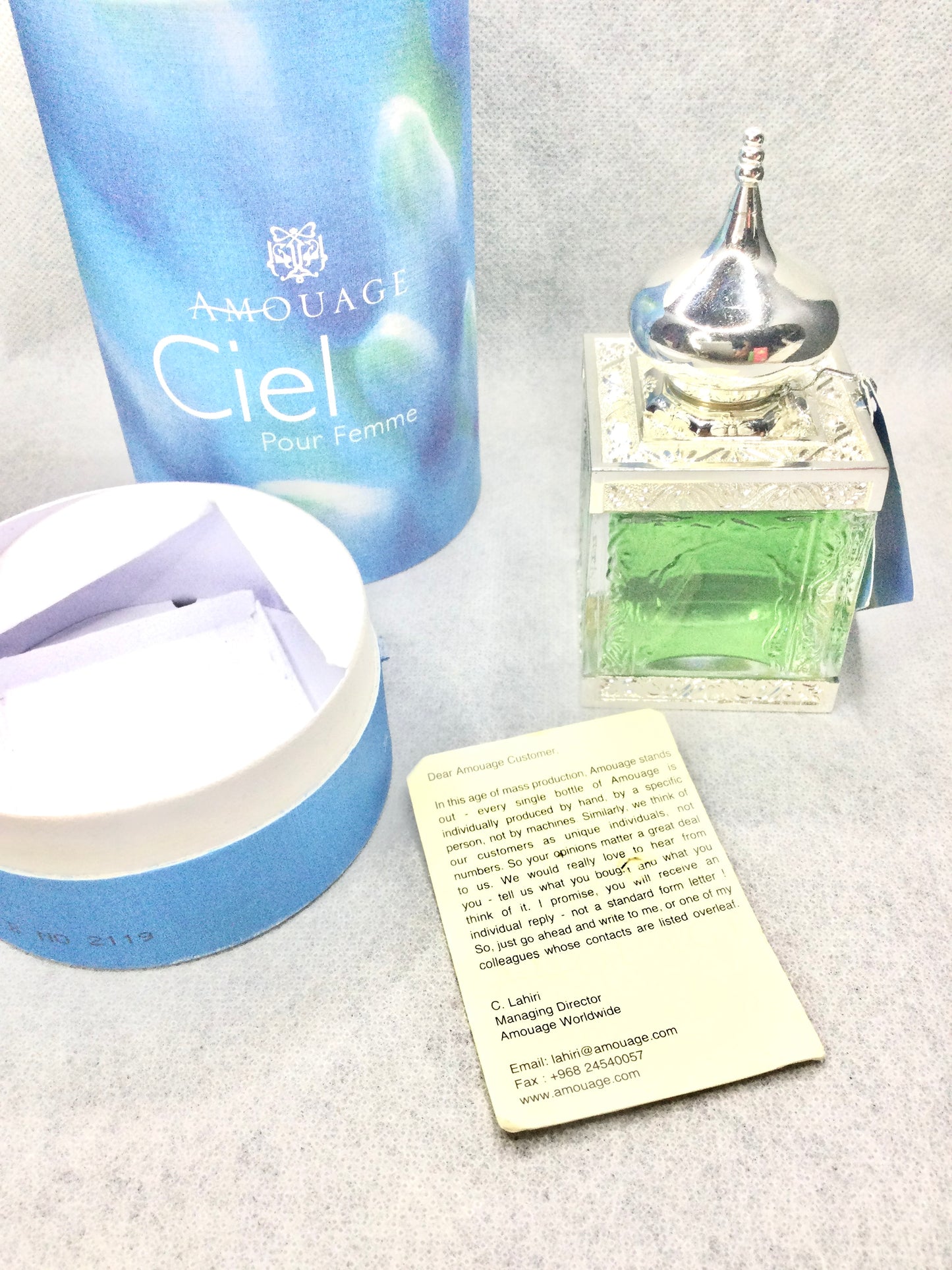 VINTAGE AMOUAGE CIEL POUR FEMME 50 ML SPRAY IN MOSQUE SOLID CRISTAL BOTTLE OMAN RARES