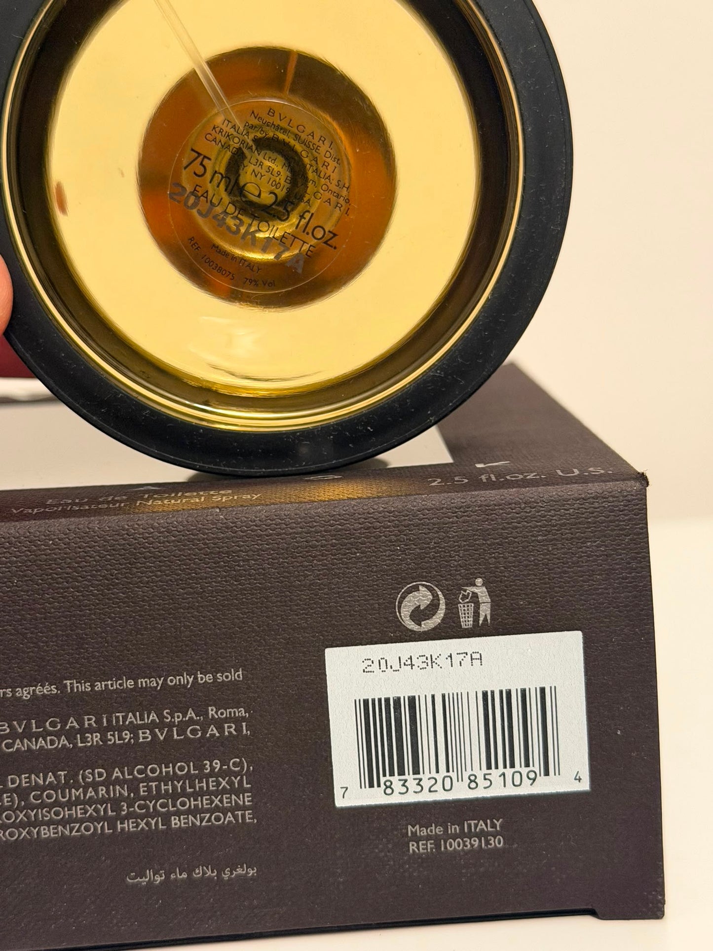 Bvlgari Black Eau De Toilette Pour Homme 75 Ml SPRAY Twisted Cap Old O.G Vintage Formula Rare