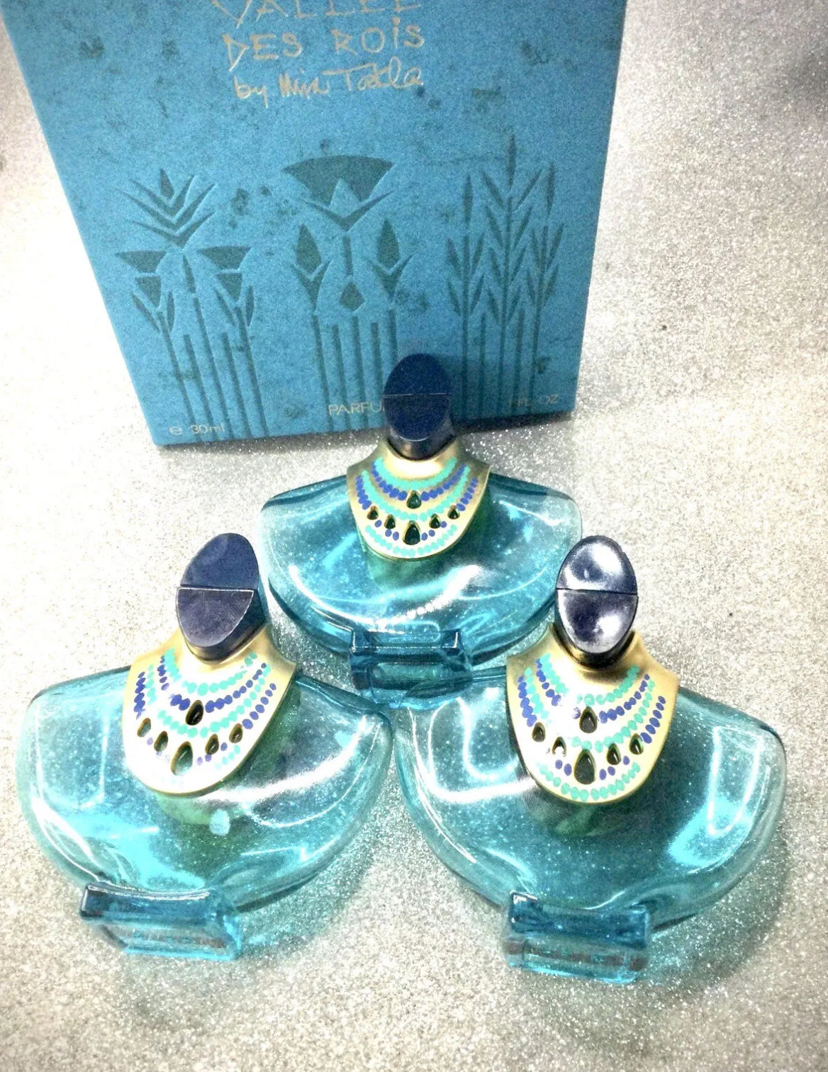 Antique Bottles OF Vallee Des Rois By Mira Takla 30 MI parfum SPLASH 1988 RARE TO FIND EMPTY