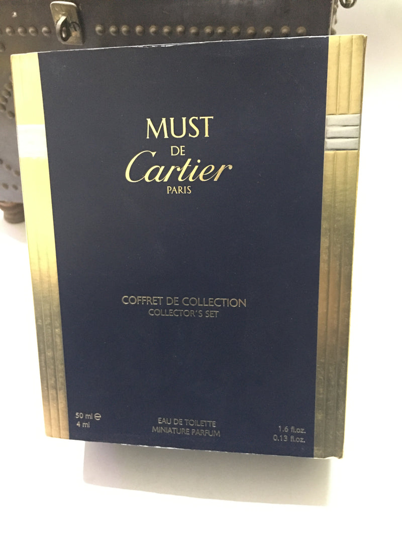 Cartier Must de cartier EDT + Parfum Extrait (Pure PARFUM ) set woman 50 ML + 4 ml 1.7 /0.13 oz —vintage—rare—new
