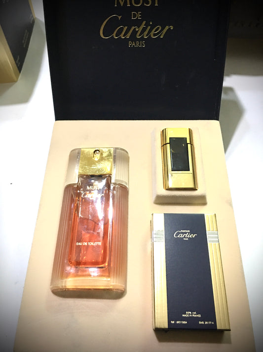 VINTAGE Cartier Must de cartier EAU DE TOILETTE 50 ML SPRAY WITH Parfum Extrait (Pure PARFUM) 4 ML SPLASH SET WOMAN RARE