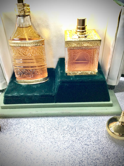 Vintage Amouage Crystal GOLD SET Bottle Plated 24k Gold / Women AND MEN 50 ML SPRAY OMAN 1983 HARD TO FIND RARE